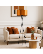 Czarna lampa stojąca na trójnogu PARYŻ MIRROR metalowy trójnóg z abażurem