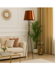 Czarna lampa stojąca na trójnogu w stylu loftowym TOKIO MIRROR