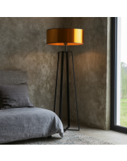 Czarna lampa stojąca do salonu MOSS MIRROR w stylu loftowym