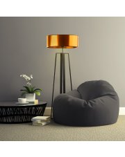 Czarna lampa stojąca do salonu MOSS MIRROR z miedzianym abażurem