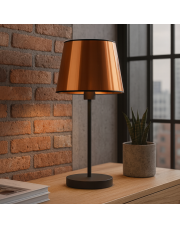 Czarno-miedziana lampa stołowa do salonu w stylu loft SIENA MIRROR