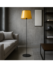 Czarna lampa stojąca ze złotym abażurem do salonu VASTO MIRROR