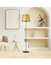 Złota lampa stojąca do salonu na czarnej nóżce VASTO MIRROR