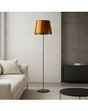 Nowoczesna lampa podłogowa w kolorze czarnym i miedzi VASTO MIRROR