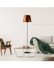 Designerska lampa stojąca PALERMO MIRROR z miedzianym abażurem