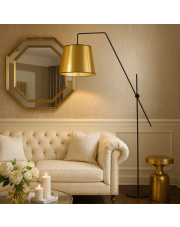 Czarno-złota lampa podłogowa do salonu VIGO MIRROR