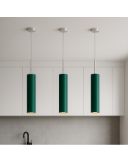 Lampa wisząca do kuchni tuba ELBA GOLD z abażurem w kolorze zieleni butelkowej ze złotym wnętrzem