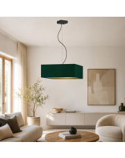 Nowoczesna lampa sufitowa z kwadratowym kloszem w kolorze zieleni butelkowej SANGRIA GOLD