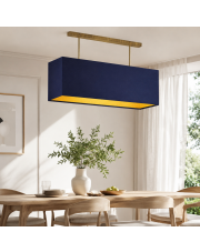 Nowoczesna 2-punktowa lampa sufitowa do kuchni KORFU GOLD prostokątna z abażurem