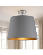 Designerska lampa sufitowa LED KAIR GOLD z szarym abażurem