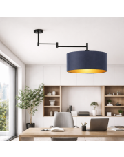 Czarna lampa sufitowa na ruchomym ramieniu RANGUN GOLD z abażurem ze złotym wnętrzem