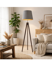 Drewniana lampa stojąca w stylu skandynawskim ARUBA GOLD