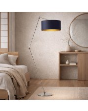 Srebrna lampa stojąca regulowana z wysięgnikiem BARI GOLD lampa stojąca ze złotym wnętrzem