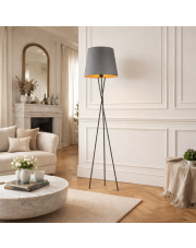 Nowoczesna lampa podłogowa na trójnogu do salonu TOKIO GOLD lampa trójnóg skandynawska