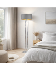 Srebrna lampa podłogowa do sypialni w stylu skandynawskim KALIFORNIA GOLD