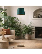 Designerska lampa podłogowa do salonu VASTO GOLD abażur stożek zieleń butelkowa