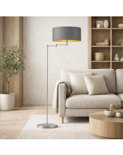 Regulowana lampa stojąca w stylu skandynawskim CANCUN GOLD lampa stojąca z abażurem ze złotym wnętrzem