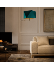 Minimalistyczna lampa podłogowa zieleń butelkowa SANTIAGO GOLD z ruchomym kloszem