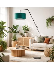 Lampa podłogowa regulowana z wysięgnikiem BILBAO z abażurem w kolorze zieleni butelkowej