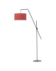 Srebrna lampa stojąca w stylu glamour BILBAO lampa podłogowa regulowana z tkaninowym abażurem