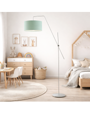 Miętowa lampa stojąca do pokoju dziecka BILBAO lampa podłogowa z regulowanym ramieniem