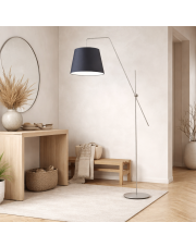 Designerska lampa stojąca w kolorze srebrnym VIGO lampa podłogowa z regulacją góra - dół i prawo - lewo
