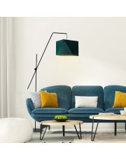 Czarna lampa podłogowa do czytania w salonie TOLEDO GOLD w stylu japandi