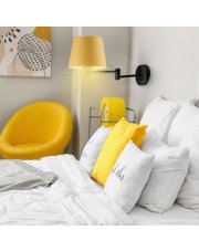 Designerski kinkiet z regulowanym ramieniem LUGO z abażurem musztardowym