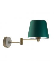 Lampa ścienna na wysięgniku ruchomym LUGO w stylu urban jungle z abażurem w kolorze zieleni butelkowej
