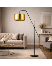 Nowoczesna lampa stojąca z regulowanym ramieniem do czytania w stylu glamour BILBAO MIRROR złoto-czarna