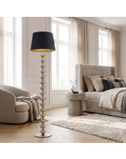 Srebrna lampa podłogowa do sypialni BANGKOK GOLD z designerskim stelażem z kul
