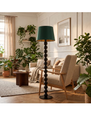 Stylowa lampa podłogowa do sypialni z abażurem zieleń butelkowa BANGKOK GOLD w stylu urban jungle