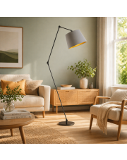 Skandynawska lampa podłogowa regulowana MANILA GOLD szara lampa stojąca do sypialni