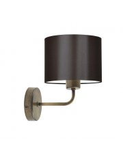 Klasyczna lampa ścienna do salonu MODENA z brązowym abażurem i patynowanym stelażu