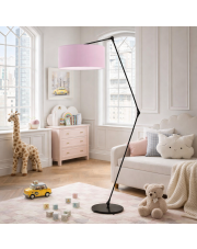 Nowoczesna lampa stojąca do pokoju dziewczynki BARI z regulowanym ramieniem do czytania
