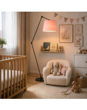 Biała lampa podłogowa na wysięgniku MANILA do pokoju dziecka