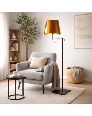 Czarna lampa stojąca do czytania w salonie BATA MIRROR