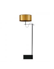 Czarna lampa stojąca loft w miedzianym kloszem KAMERUN MIRROR