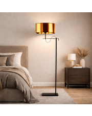 Loftowa lampa stojąca do sypialni na czarnym stelażu KAMERUN MIRROR