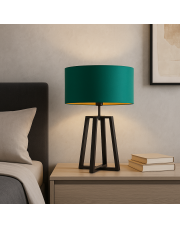 Designerska lampka nocna z abażurem w kolorze zieleni butelkowej THOR GOLD