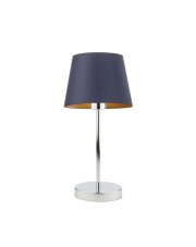 Chromowana lampka nocna z abażurem ze złotym wnętrzem SIENA GOLD w stylu glamour