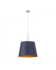 Stożkowa lampa wisząca do salonu SARI GOLD z granatowym abażurem ze złotym wnętrzem