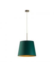 Nowoczesna lampa wisząca do kuchni nad stół SARI GOLD z abażurem w kolorze zieleni butelkowej