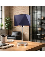 Designerska lampa biurkowa WUHU GOLD z geometrycznym abażurem ze złotym wnętrzem