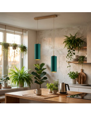 Designerska lampa wisząca na listwie z dwoma źródłami światła MADERA GOLD