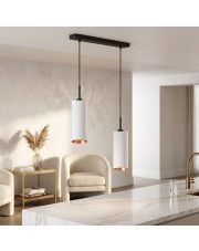 Biała podwójna lampa wisząca nad stół MADERA GOLD do kuchni w stylu glamour