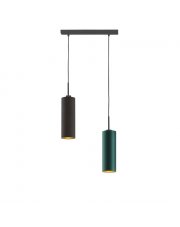 Podwójna lampa na listwie sufitowej MADERA GOLD z kolorowymi kloszami