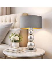 Srebrna abażurowa lampka nocna do sypialni HONOLULU GOLD w stylu skandynawskim