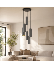 Szara kaskadowa lampa wisząca MONACO GOLD w stylu skandynawskim