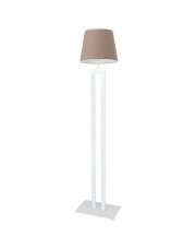 Biała lampa stojąca z beżowym abażurem do salonu VEGAS